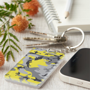 Yellow and Gray Camouflage, Military, Army Keychain