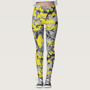 Yellow and Gray Camouflage, Military, Army Leggings