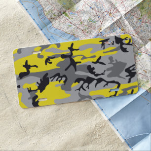Yellow and Gray Camouflage, Military, Army License Plate