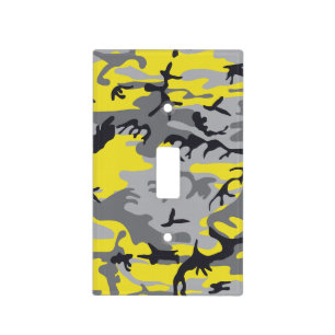 Yellow and Gray Camouflage, Military, Army Light Switch Cover