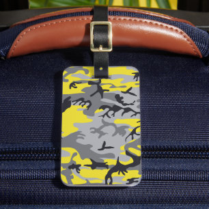 Yellow and Gray Camouflage, Military, Army Luggage Tag