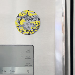 Yellow and Gray Camouflage, Military, Army Magnet