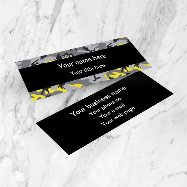Yellow and Gray Camouflage, Military, Army Mini Business Card (Creator Uploaded)