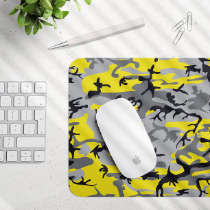 Yellow and Gray Camouflage, Military, Army Mouse Pad