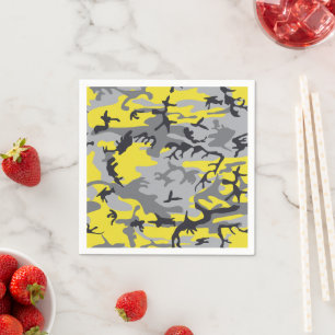 Yellow and Gray Camouflage, Military, Army Napkins