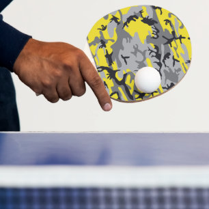 Yellow and Gray Camouflage, Military, Army Ping Pong Paddle