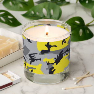 Yellow and Gray Camouflage, Military, Army Scented Candle