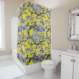 Yellow and Gray Camouflage, Military, Army Shower Curtain
