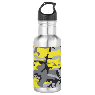 Yellow and Gray Camouflage, Military, Army Stainless Steel Water Bottle