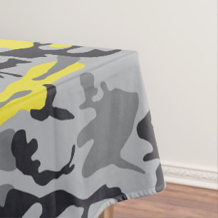 Yellow and Gray Camouflage, Military, Army Tablecloth