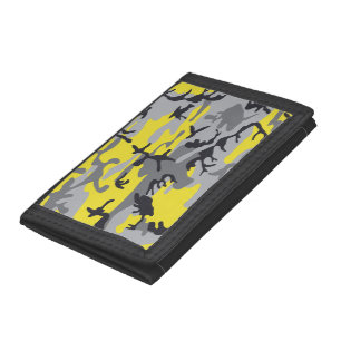 Yellow and Gray Camouflage, Military, Army Trifold Wallet