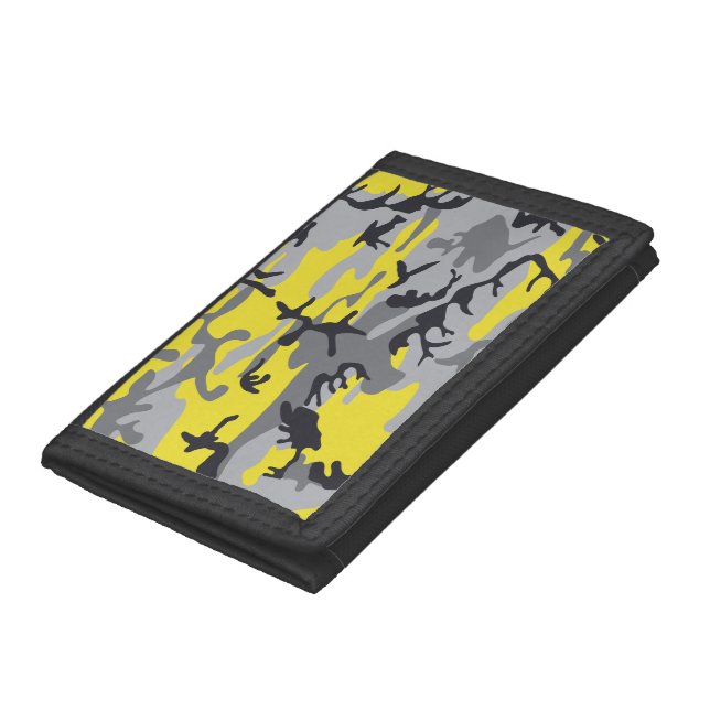 Yellow and Gray Camouflage, Military, Army Trifold Wallet (Bottom)