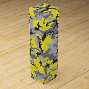 Yellow and Gray Camouflage, Military, Army Wine Box