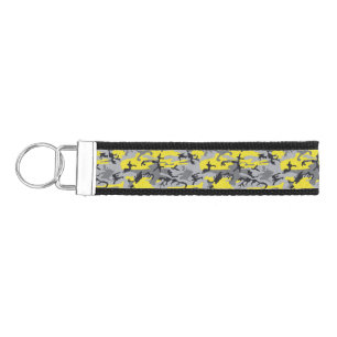 Yellow and Gray Camouflage, Military, Army Wrist Keychain