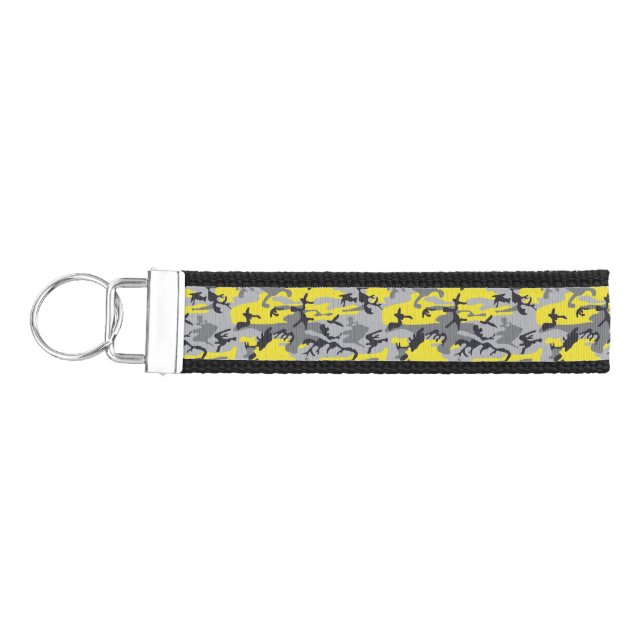 Yellow and Gray Camouflage, Military, Army Wrist Keychain (Keys on Left)