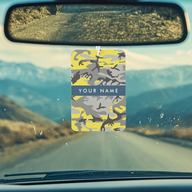 Yellow and Gray Camouflage Your name Personalize Air Freshener (Creator Uploaded)