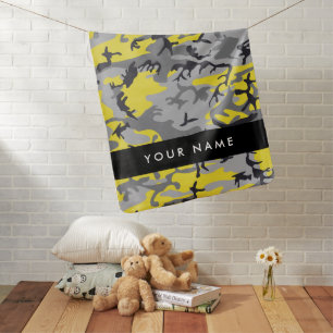 Yellow and Gray Camouflage Your name Personalize Baby Blanket