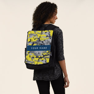 Yellow and Gray Camouflage Your name Personalize Backpack
