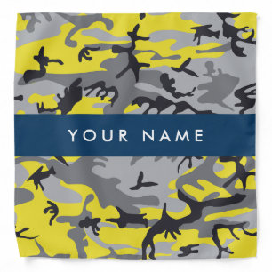 Yellow and Gray Camouflage Your name Personalize Bandana