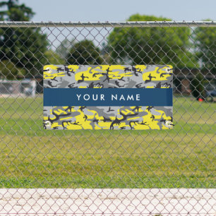 Yellow and Gray Camouflage Your name Personalize Banner