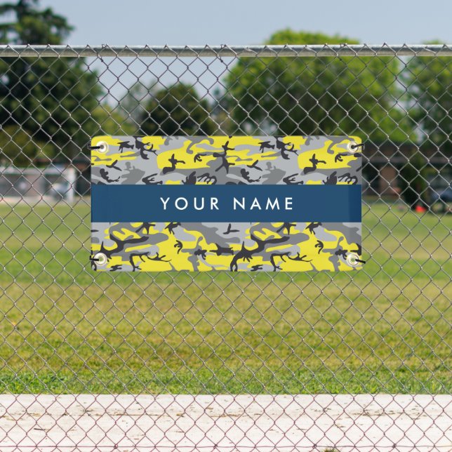 Yellow and Gray Camouflage Your name Personalize Banner (Insitu)