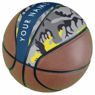 Yellow and Gray Camouflage Your name Personalize Basketball