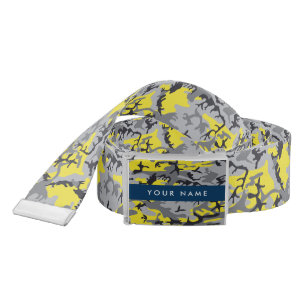 Yellow and Gray Camouflage Your name Personalize Belt