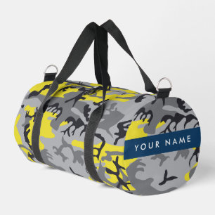 Yellow and Gray Camouflage Your name Personalize Duffle Bag