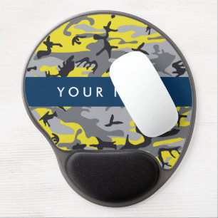 Yellow and Gray Camouflage Your name Personalize Gel Mouse Pad