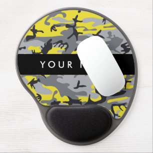 Yellow and Gray Camouflage Your name Personalize Gel Mouse Pad