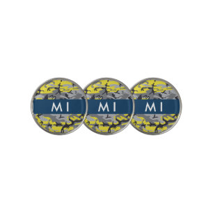 Yellow and Gray Camouflage Your name Personalize Golf Ball Marker