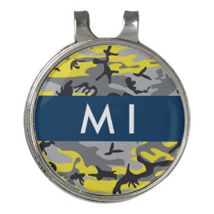 Yellow and Gray Camouflage Your name Personalize Golf Hat Clip