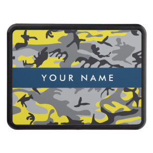 Yellow and Gray Camouflage Your name Personalize Hitch Cover