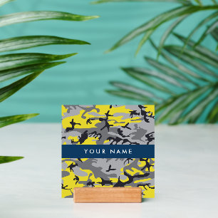 Yellow and Gray Camouflage Your name Personalize Holder