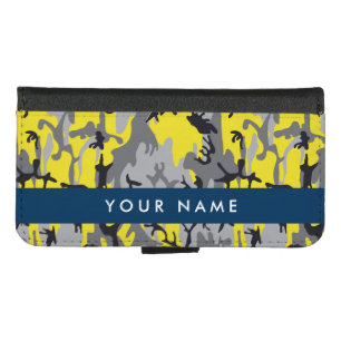 Yellow and Gray Camouflage Your name Personalize iPhone 8/7 Wallet Case