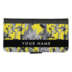 Yellow and Gray Camouflage Your name Personalize iPhone 8/7 Wallet Case