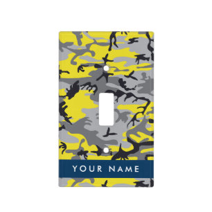 Yellow and Gray Camouflage Your name Personalize Light Switch Cover