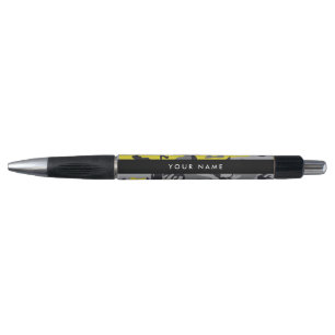 Yellow and Gray Camouflage Your name Personalize Pen