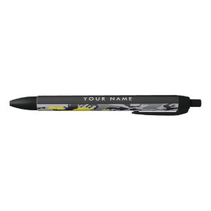 Yellow and Gray Camouflage Your name Personalize Pen