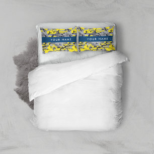 Yellow and Gray Camouflage Your name Personalize Pillow Case