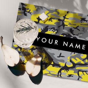 Yellow and Gray Camouflage Your name Personalize Placemat