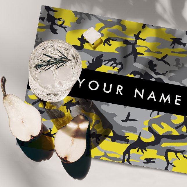 Yellow and Gray Camouflage Your name Personalize Placemat (Creator Uploaded)