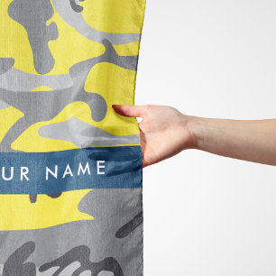 Yellow and Gray Camouflage Your name Personalize Scarf
