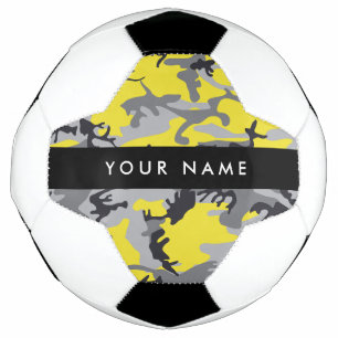 Yellow and Gray Camouflage Your name Personalize Soccer Ball