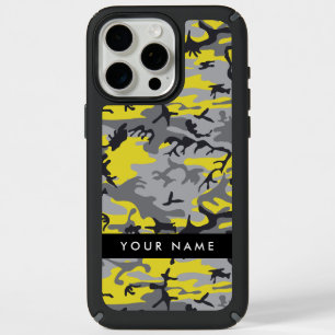 Yellow and Gray Camouflage Your name Personalize iPhone 15 Pro Max Case