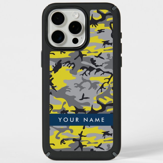 Yellow and Gray Camouflage Your name Personalize Speck iPhone Case (Front)