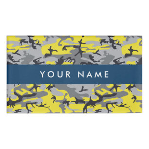 Yellow and Gray Camouflage Your name Personalize Tag