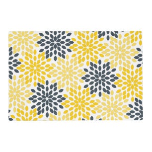 Yellow and Gray Charcoal Modern Floral Placemat