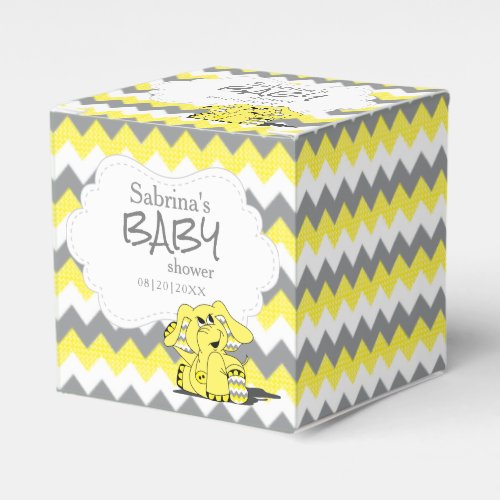 Yellow and Gray Chevron Elephant Baby Shower Favor Boxes