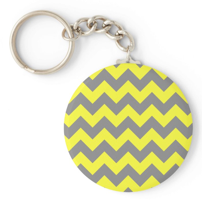 Yellow and Gray Chevron Patern Keychain